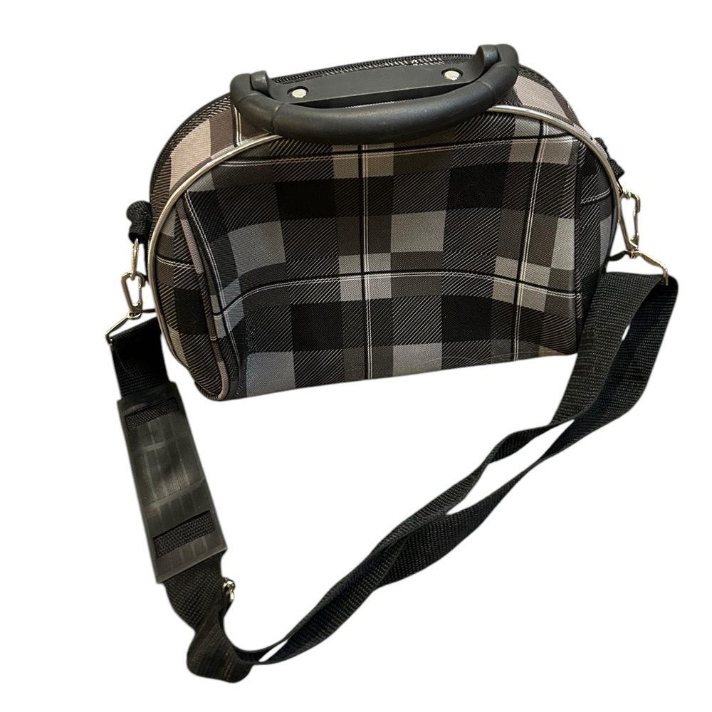 Dejuno Black and Gray Plaid travel toiletries/cosmetics/makeup bag - Picture 7 of 8